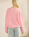 BTTRMMT Pink Millie Cardigan back view highlighting relaxed fit and soft textured fuzzy knit