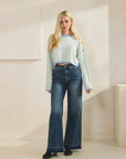 BTTRMMT Aura High Rise Wide Leg Jeans side view highlighting structured denim and wide-leg silhouette