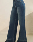 BTTRMMT Aura High Rise Wide Leg Jeans side view highlighting structured denim and wide-leg silhouette