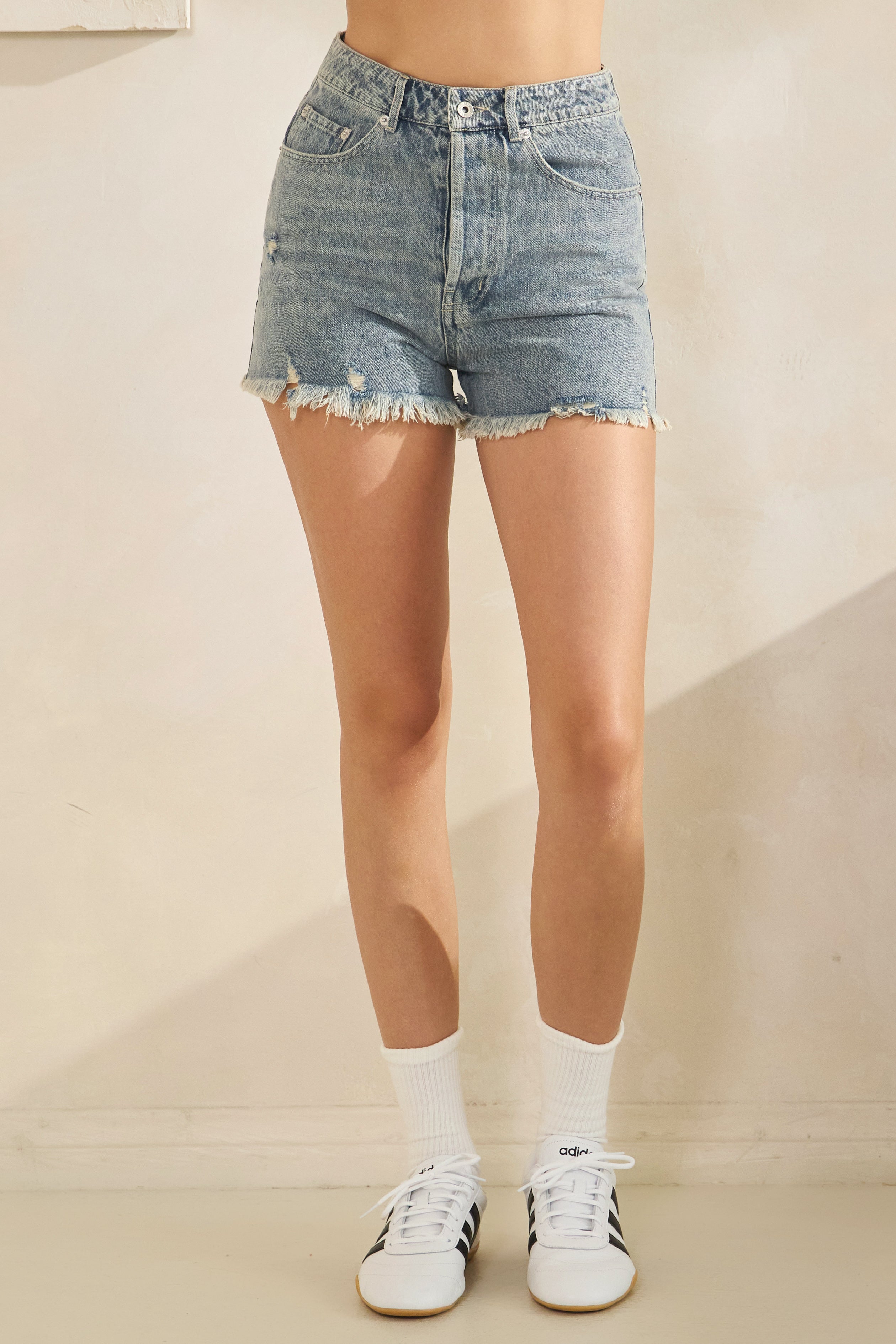Women's Sunkissed Fringe Denim Shorts | High Rise Shorts | BTTRMMT
