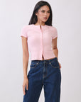 Pink Blair Button Top