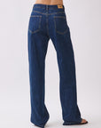 Back view of BTTRMMT Emery Straight Jean in dark blue denim, featuring a mid-rise waist and classic straight-leg silhouette.