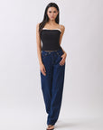 BTTRMMT Serena Straight Denim front view featuring high-rise straight leg fit with clean dark wash