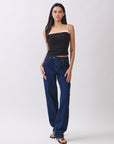 BTTRMMT Serena Straight Denim front view featuring high-rise straight leg fit with clean dark wash
