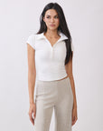 White Eliza Fitted Polo top