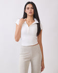 White Eliza Fitted Polo top