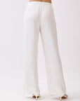 Back view of BTTRMMT Ivory Yuna Soft Wide Leg Pants showcasing the elastic waistband, smooth back, and wide-leg silhouette.