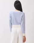 BTTRMMT Jordyn Contrast Knit Cardigan back view highlighting clean back design and textured knit fabric