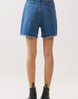 BTTRMMT Rae High Rise Denim Shorts back view showing structured fit, back pockets, and clean high-rise silhouette