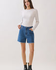 BTTRMMT White Selene Rib Tee front view with fitted silhouette, long sleeves, and ribbed texture