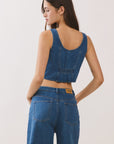 BTTRMMT Rae High Rise Denim Shorts back view showing structured fit, back pockets, and clean high-rise silhouette
