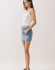 BTTRMMT White Kiara Lace Trim Tank side view highlighting slim fit and lace-trim straps