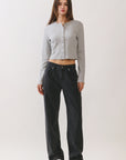 Gray Sophie Ribbed Button Cardigan