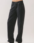 BTTRMMT Evie Mid-rise Washed Black Denim Jeans with mid-rise waist, straight leg fit, and classic five-pocket design.