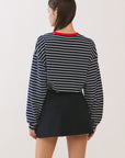BTTRMMT Ellie Striped Long Sleeve back view highlighting loose fit, classic stripe pattern, and casual style