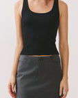 BTTRMMT Sculpt Square Tank front view featuring black ribbed tank with clean square neckline