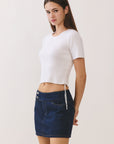 BTTRMMT The Line Knit Tee side view highlighting cropped length and clean ribbed knit