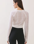 BTTRMMT lila lace cardigan back view highlighting clean back design and delicate lace knit