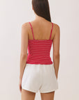 BTTRMMT Red Lina Striped Button Tank back view featuring clean straight back and thin shoulder straps