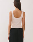 BTTRMMT Pink Kiara Lace Trim Tank back view highlighting clean back design and fitted shape