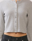 Gray Sophie Ribbed Button Cardigan