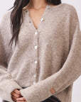 BTTRMMT Taupe Millie Cardigan close-up of soft brushed knit fabric and buttons