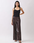BTTRMMT Vera Faux Leather Pants front view with mid-rise fit, comfortable waistband, wide-leg silhouette