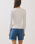 BTTRMMT White Selene Rib Tee back view showing clean lines and flattering fitted shape