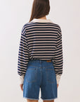BTTRMMT Sloan Striped Long Sleeve Polo back view featuring clean striped design and relaxed fit