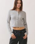 Gray Sophie Ribbed Button Cardigan