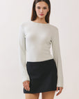 BTTRMMT Sage Green Selene Rib Tee front view featuring fitted ribbed long sleeve top with clean crew neckline