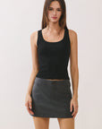 BTTRMMT Sculpt Square Tank front view featuring black ribbed tank with clean square neckline