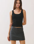 BTTRMMT Leia Skort front view with clean mini silhouette, structured fit, and smooth fabric