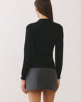 BTTRMMT Suri Ruffle Neck Knit Top back view showing clean back and fitted shape