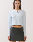 Blue Sophie Ribbed Button Cardigan
