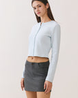 Blue Sophie Ribbed Button Cardigan
