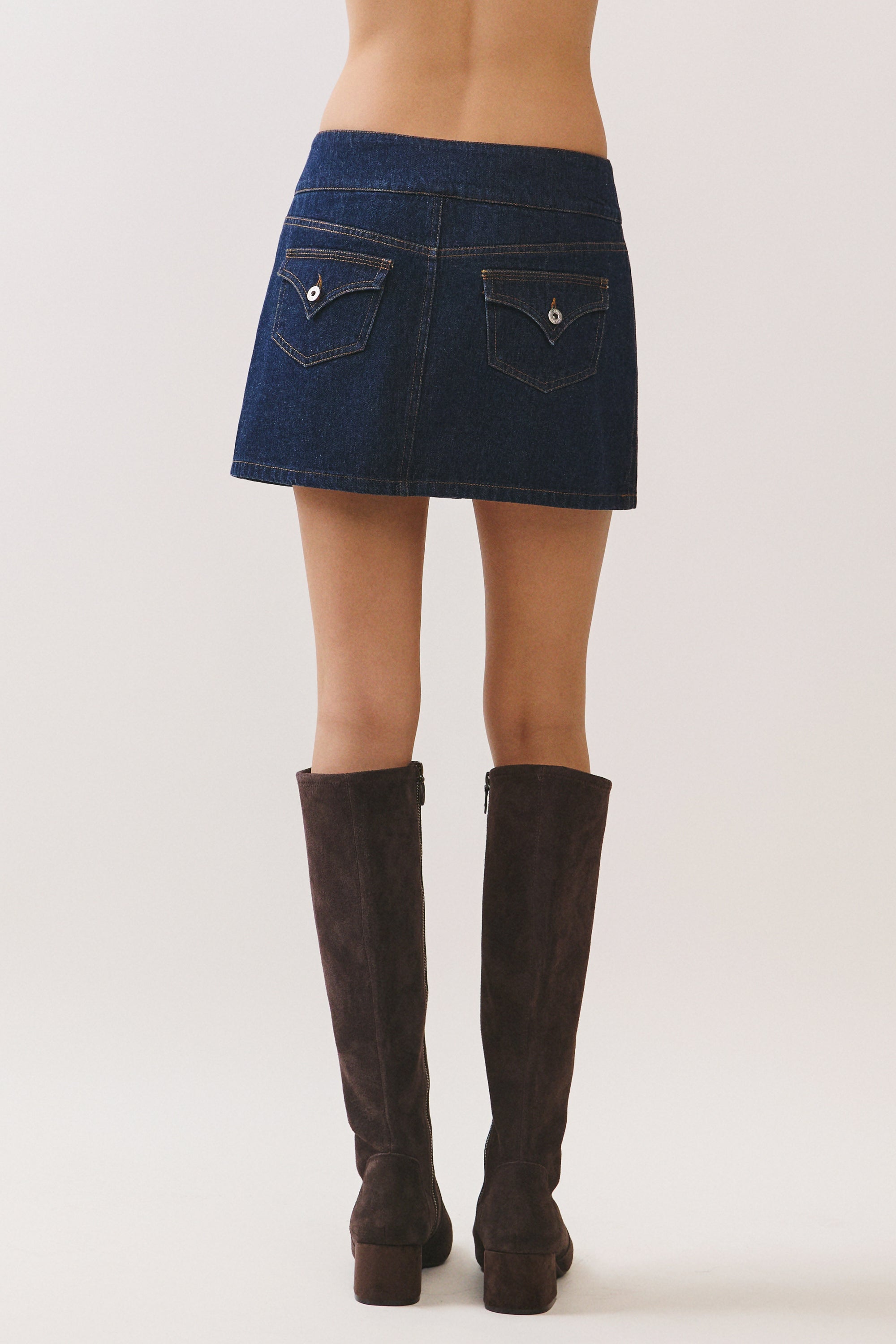 BTTRMMT Romi Denim Skort back view showing smooth denim finish and flattering skort shape