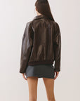BTTRMMT Reign Faux Leather Jacket back view showing boxy shape and clean faux leather finish